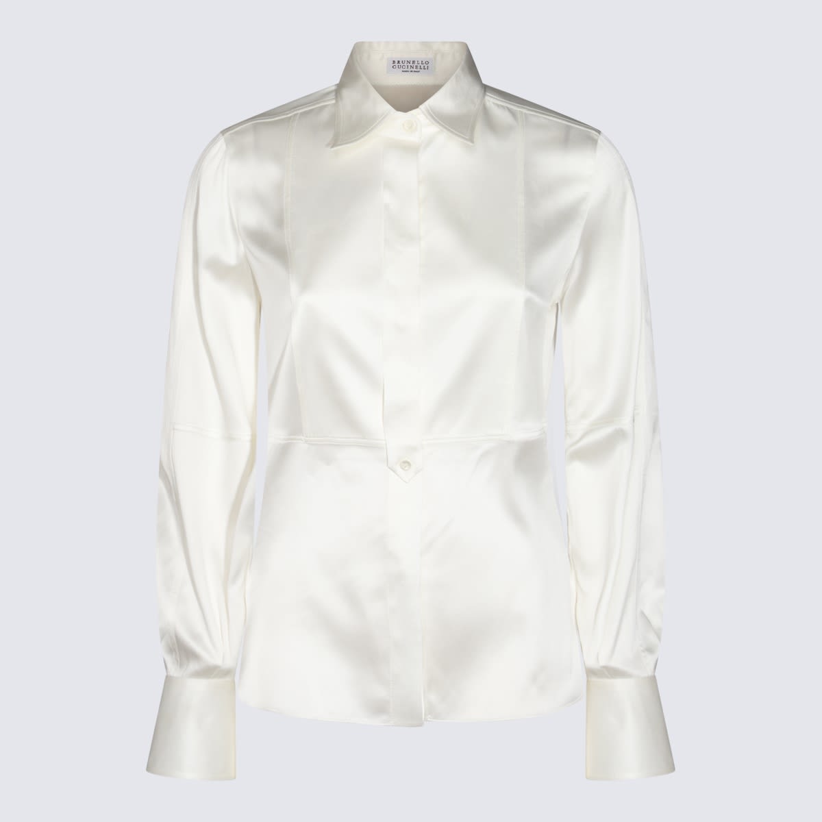Brunello Cucinelli White Silk Shirt In Natural