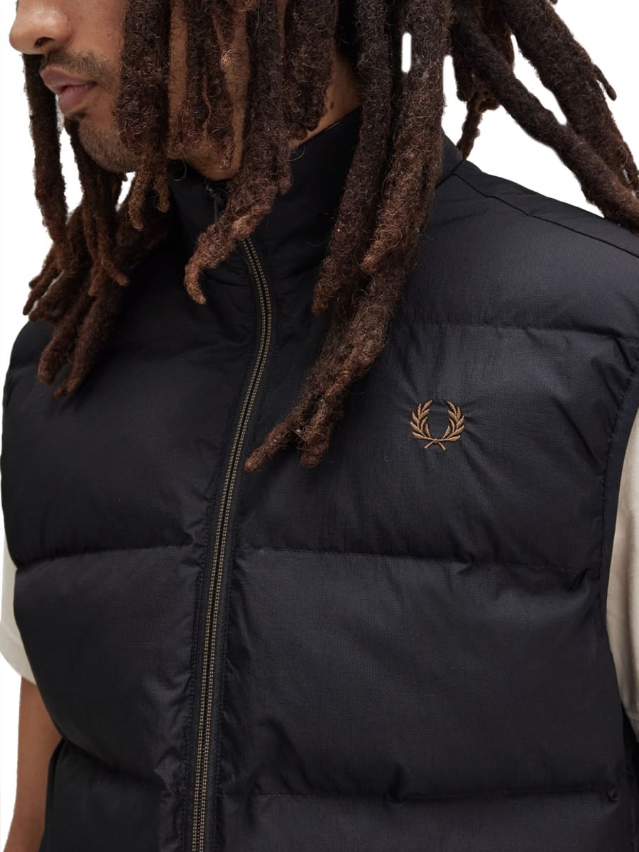 Shop Fred Perry Down Vest With Logo In Black