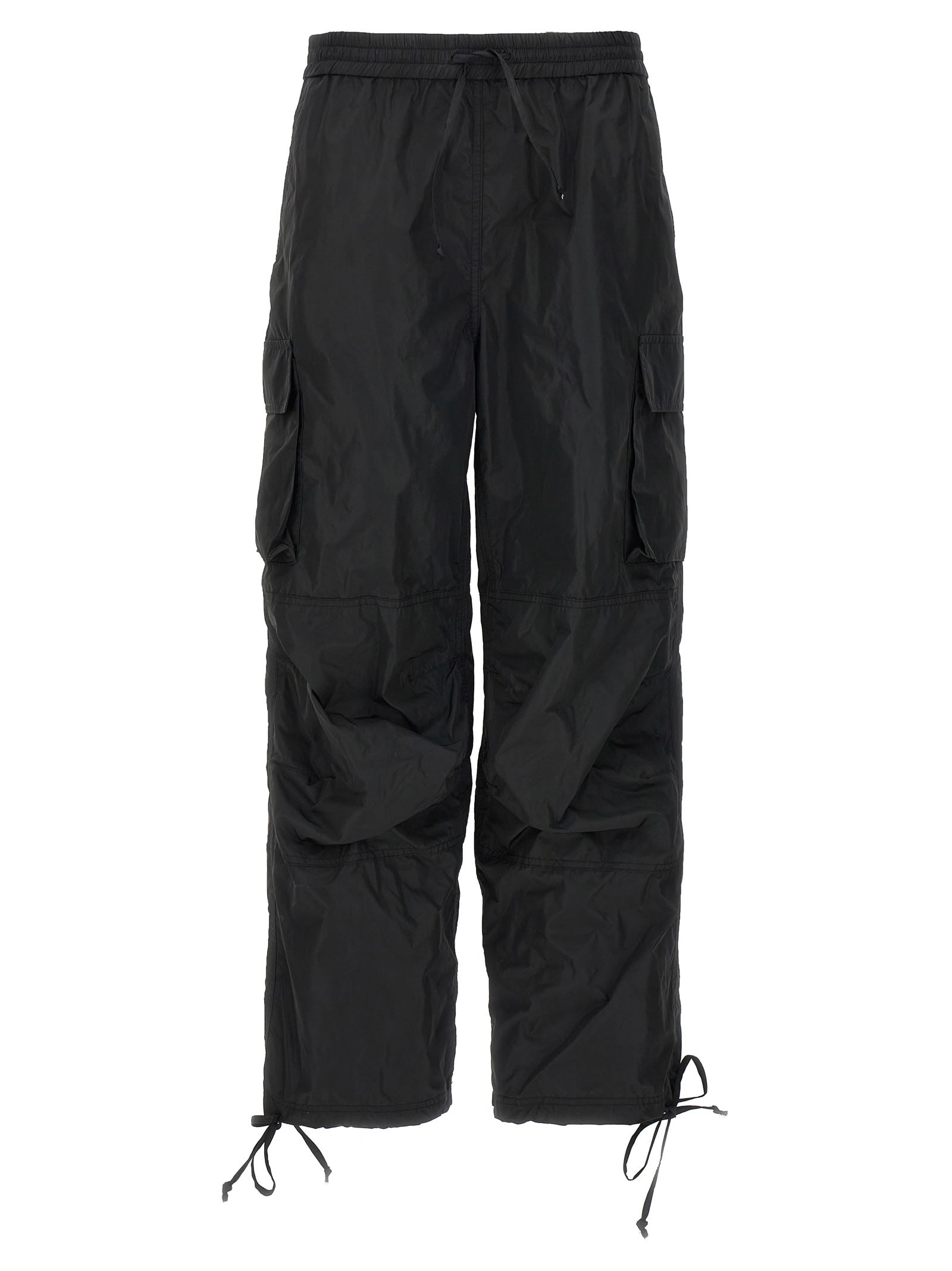 Msgm Nylon Cargo Pants In Black