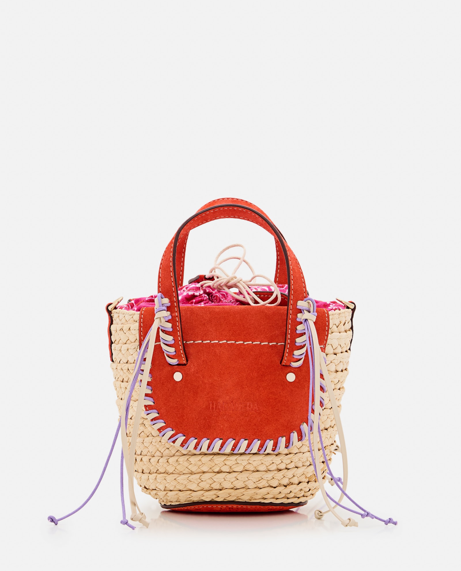 Shop Cuba Lab Habanera Bandana Straw And Suede Handbag In Red