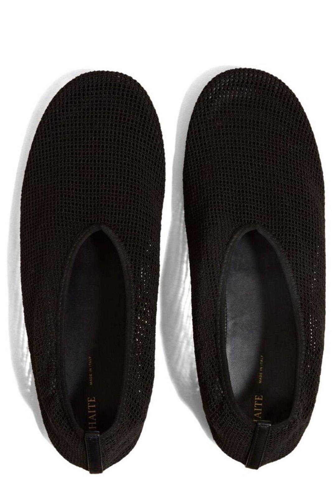 Shop Khaite Round-toe Slip-on Flat Shoes In Black