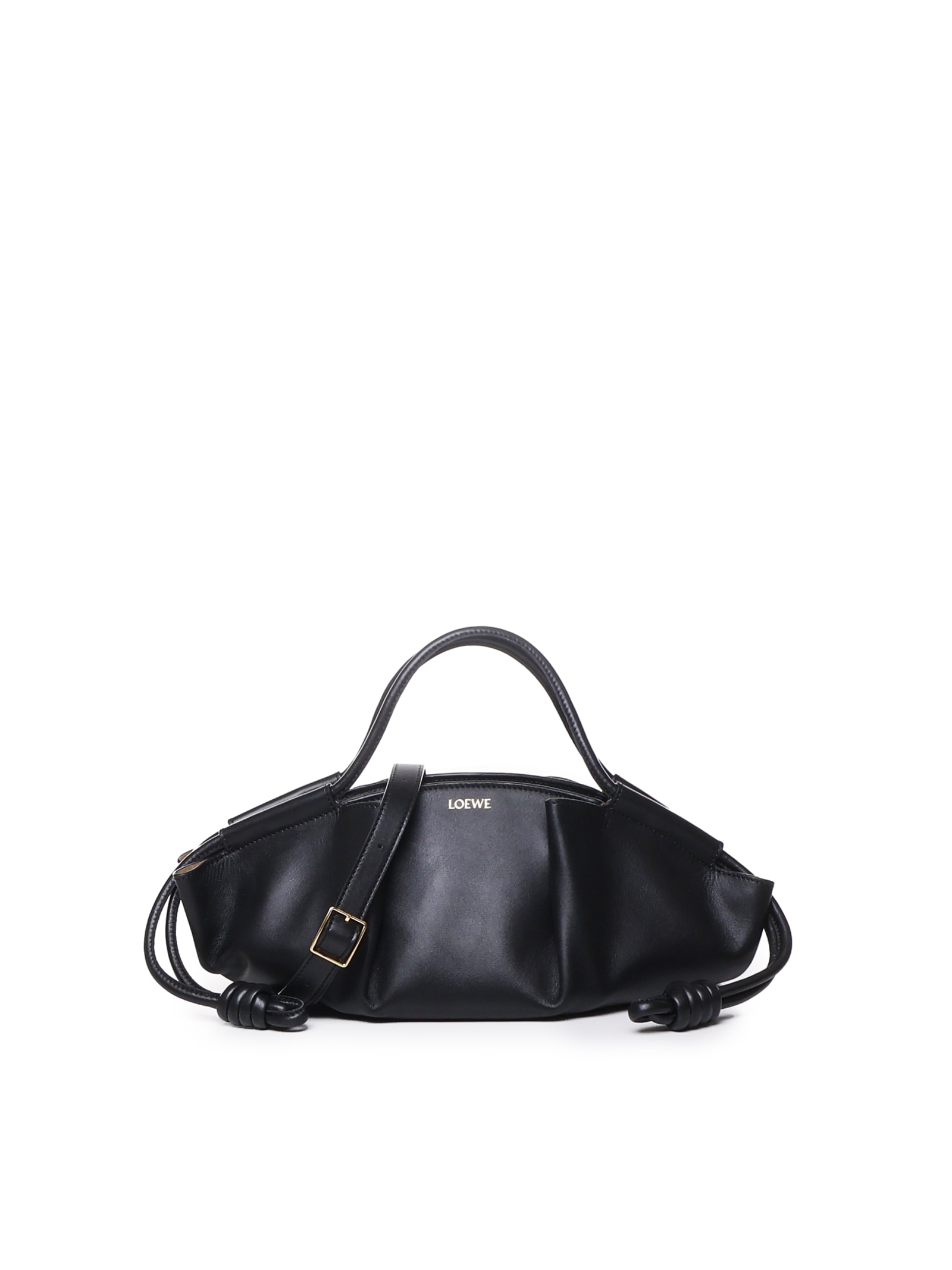 Shop Loewe Paseo Small Bag In Shiny Leather In Black