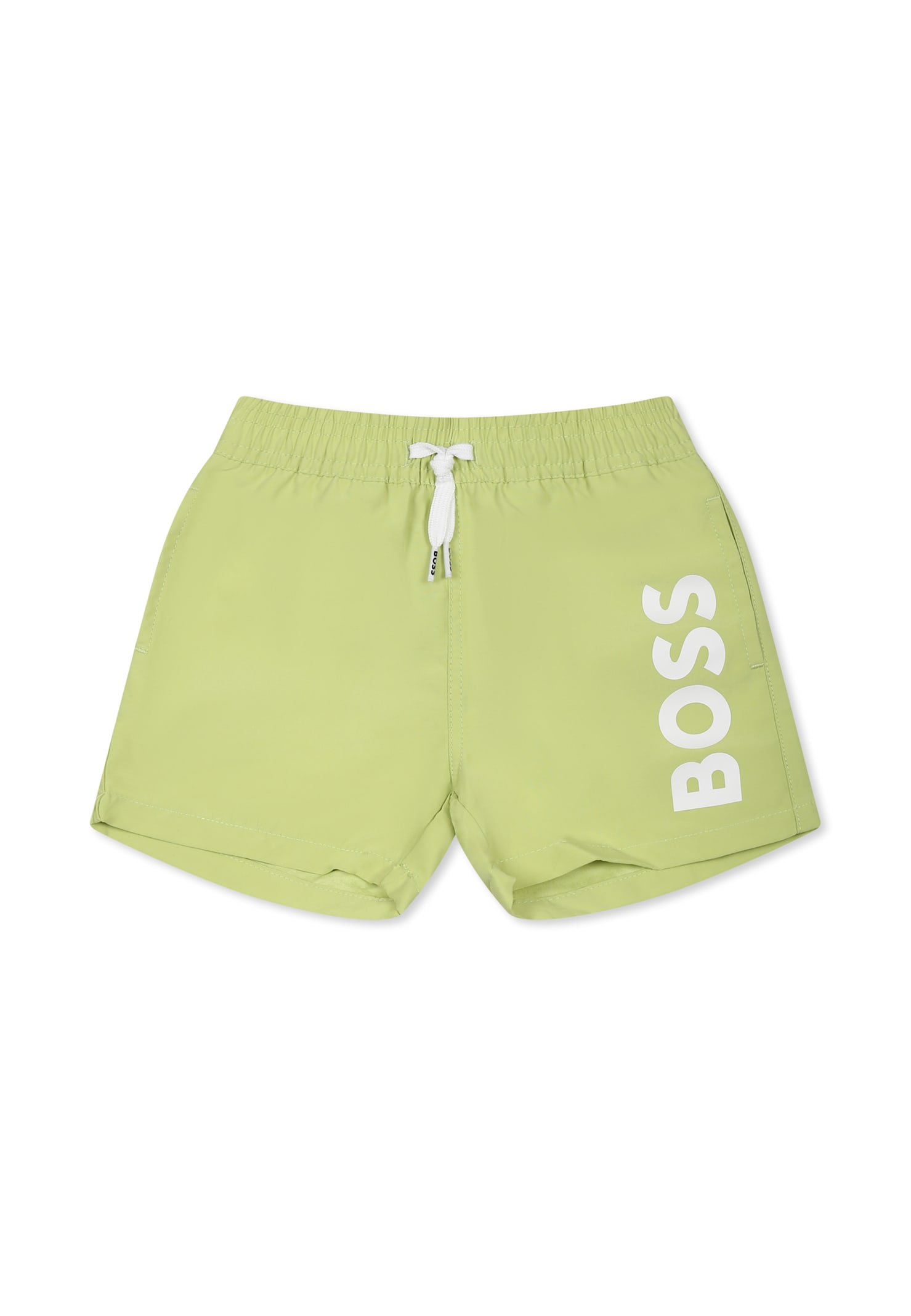 Hugo Boss Green Swim Shorts For Baby Boy With Logo In Green