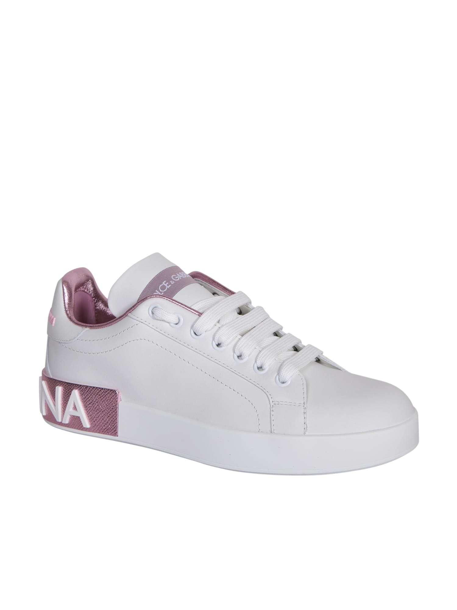 Shop Dolce & Gabbana Portofino White/pink Sneakers