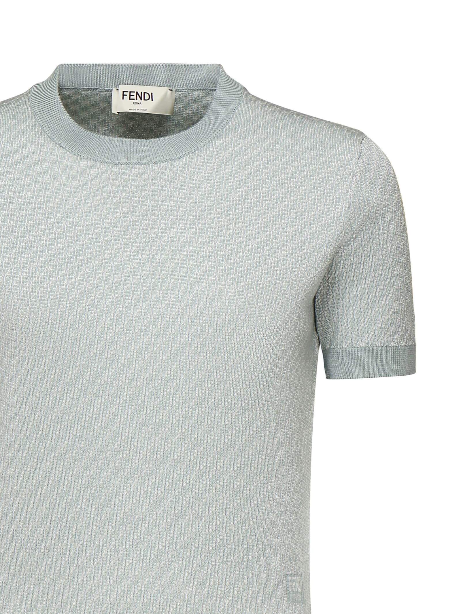 Fendi Micro Logo T-shirt In Blue
