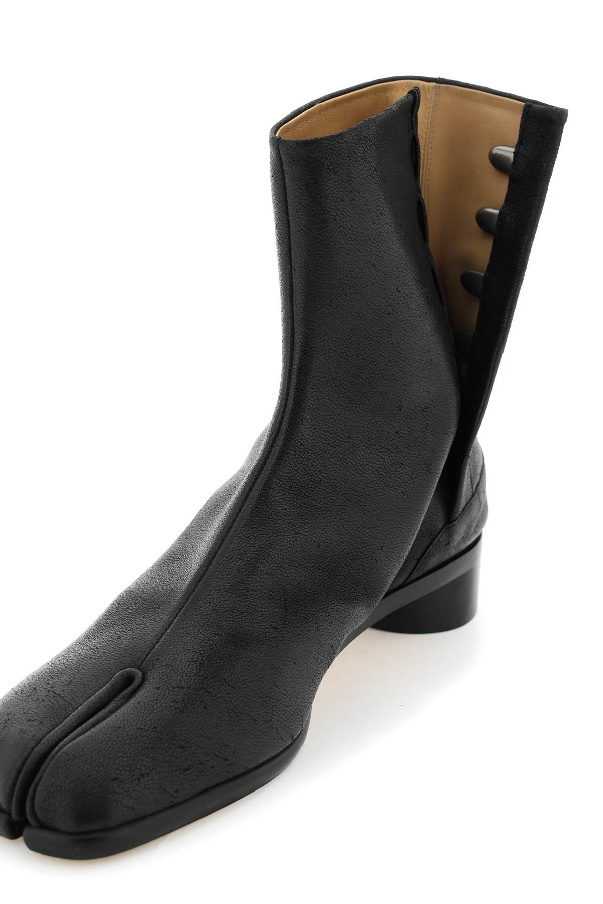 Maison Margiela Tabi High-ankle Leather Boots In Black