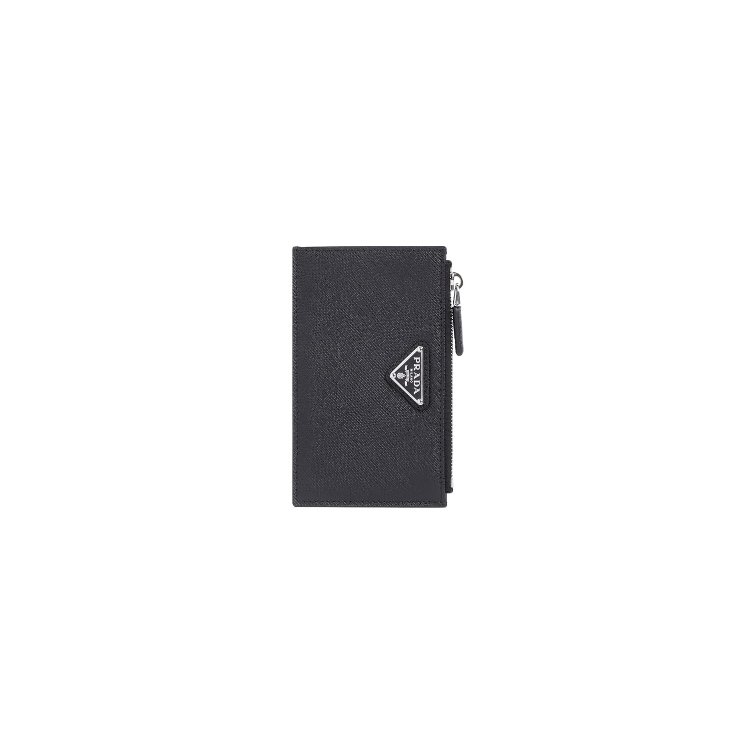Prada Calf Leather Credit Card Case In Black