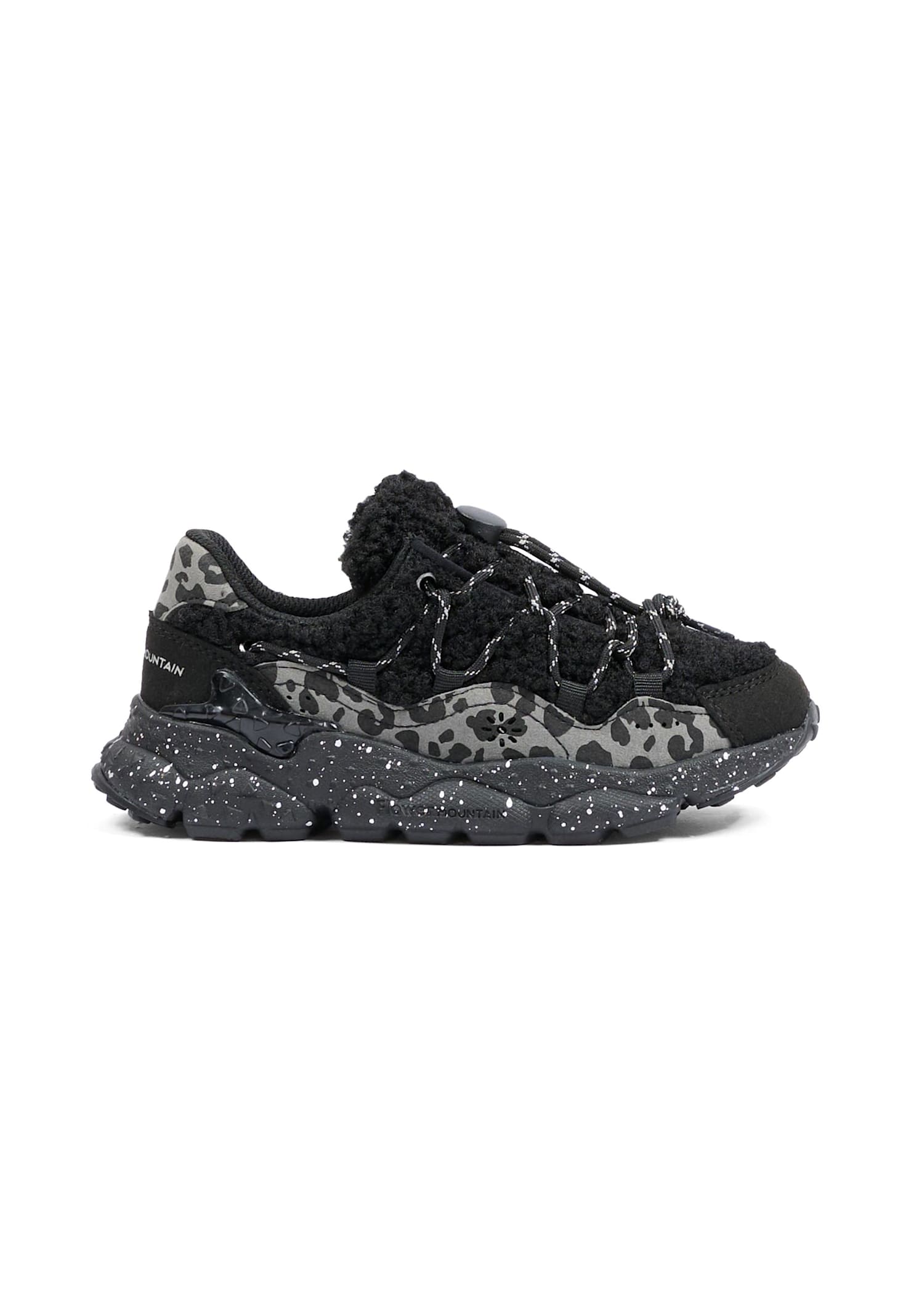 Flower Mountain Black Sneakers For Boy In Multi