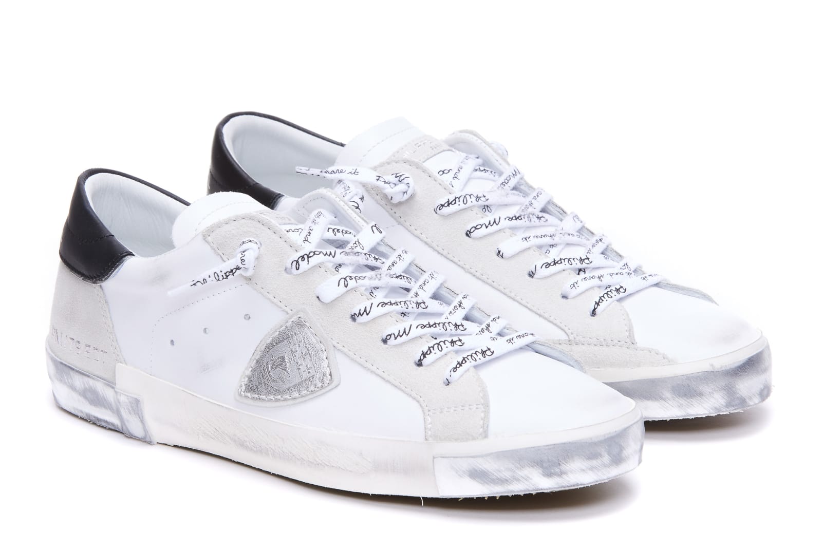 Shop Philippe Model Prsx Low Sneakers In Blanc Argent