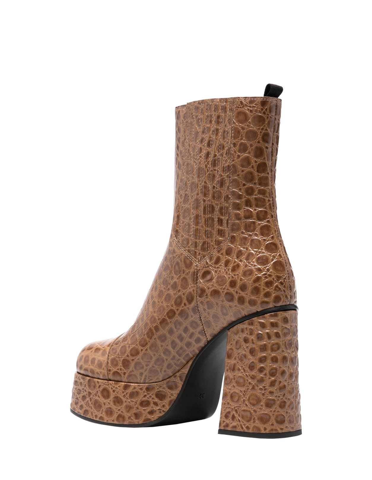 Shop Etro Brown Printed Leather Platform Boots