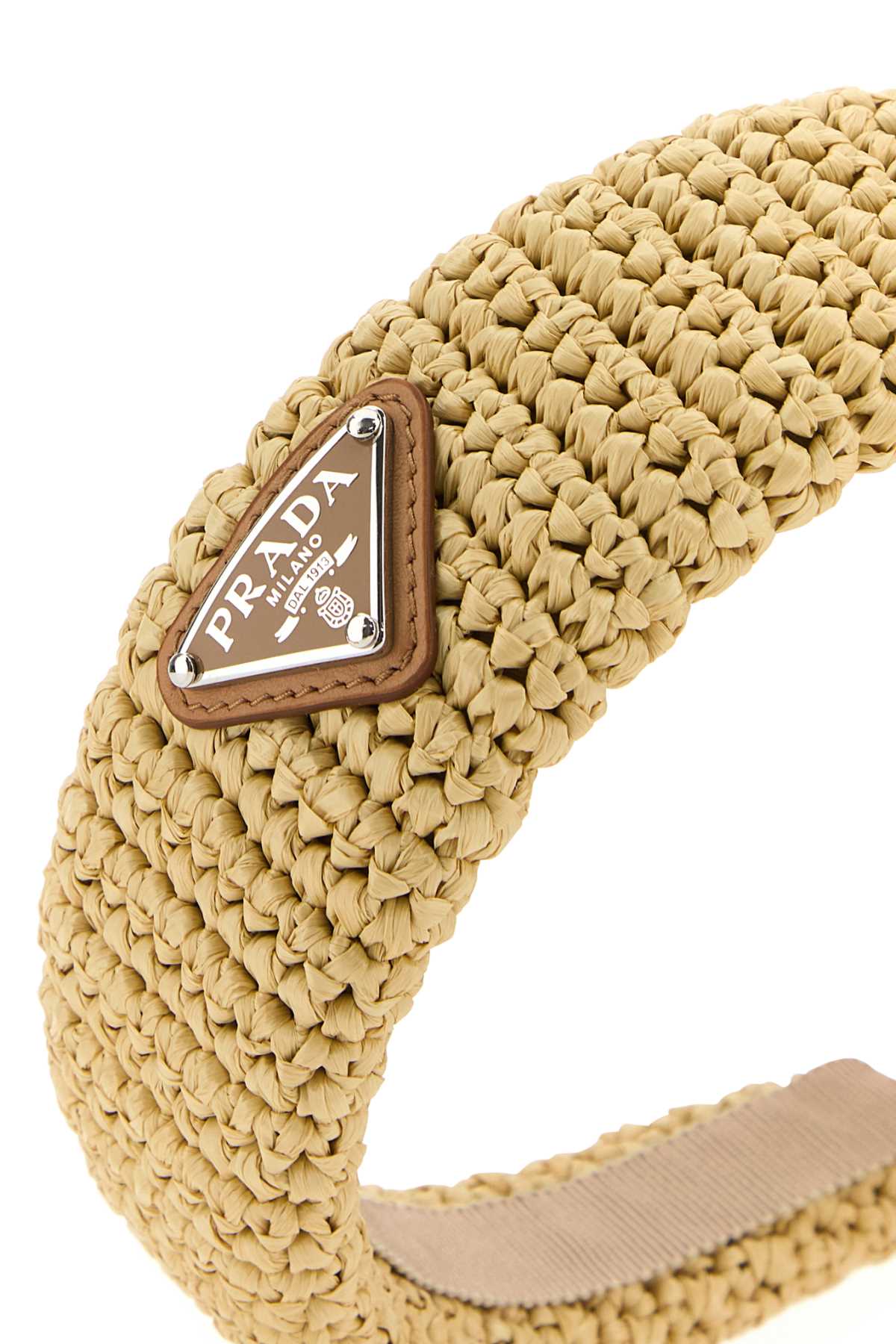 Shop Prada Sand Raffia Headband In Naturale