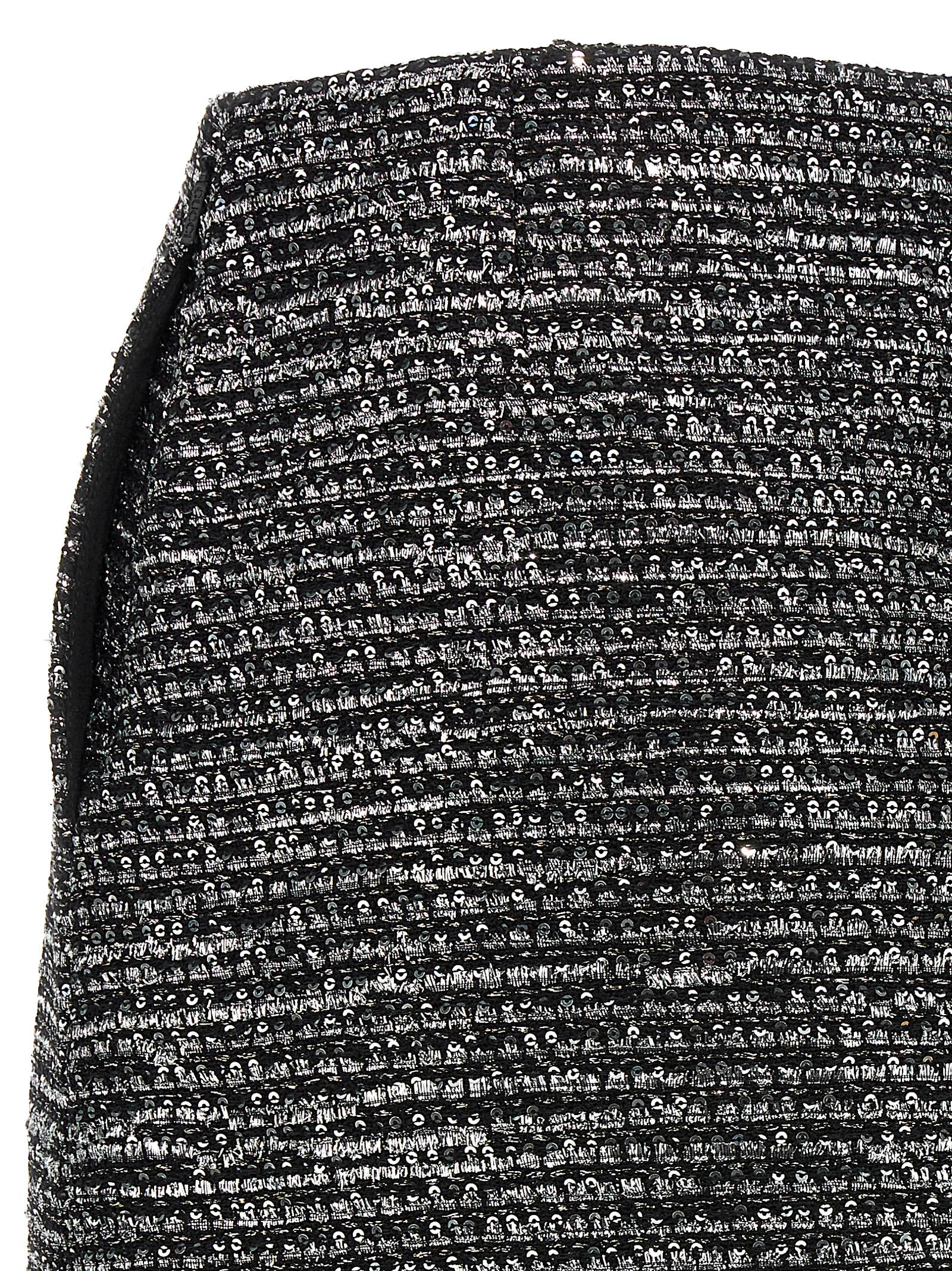 Gucci Shimmering Metallic Tweed Textured Skirt In Black