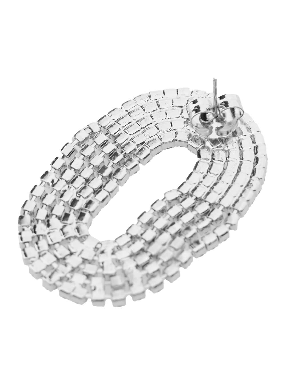 Silvia Gnecchi Liberty One Metallic Earings With Rear Closure And Oval Shape In Silver Pleated Brass Woman