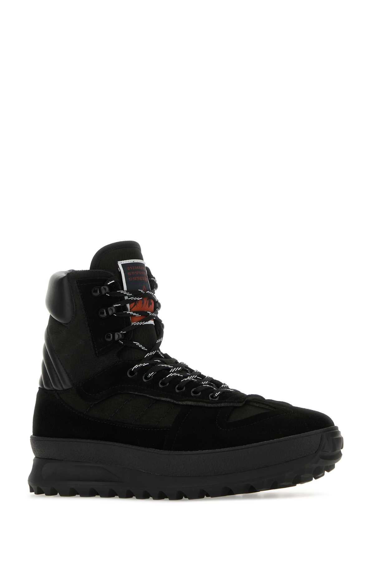 Shop Maison Margiela Black Leather Climber Sneakers