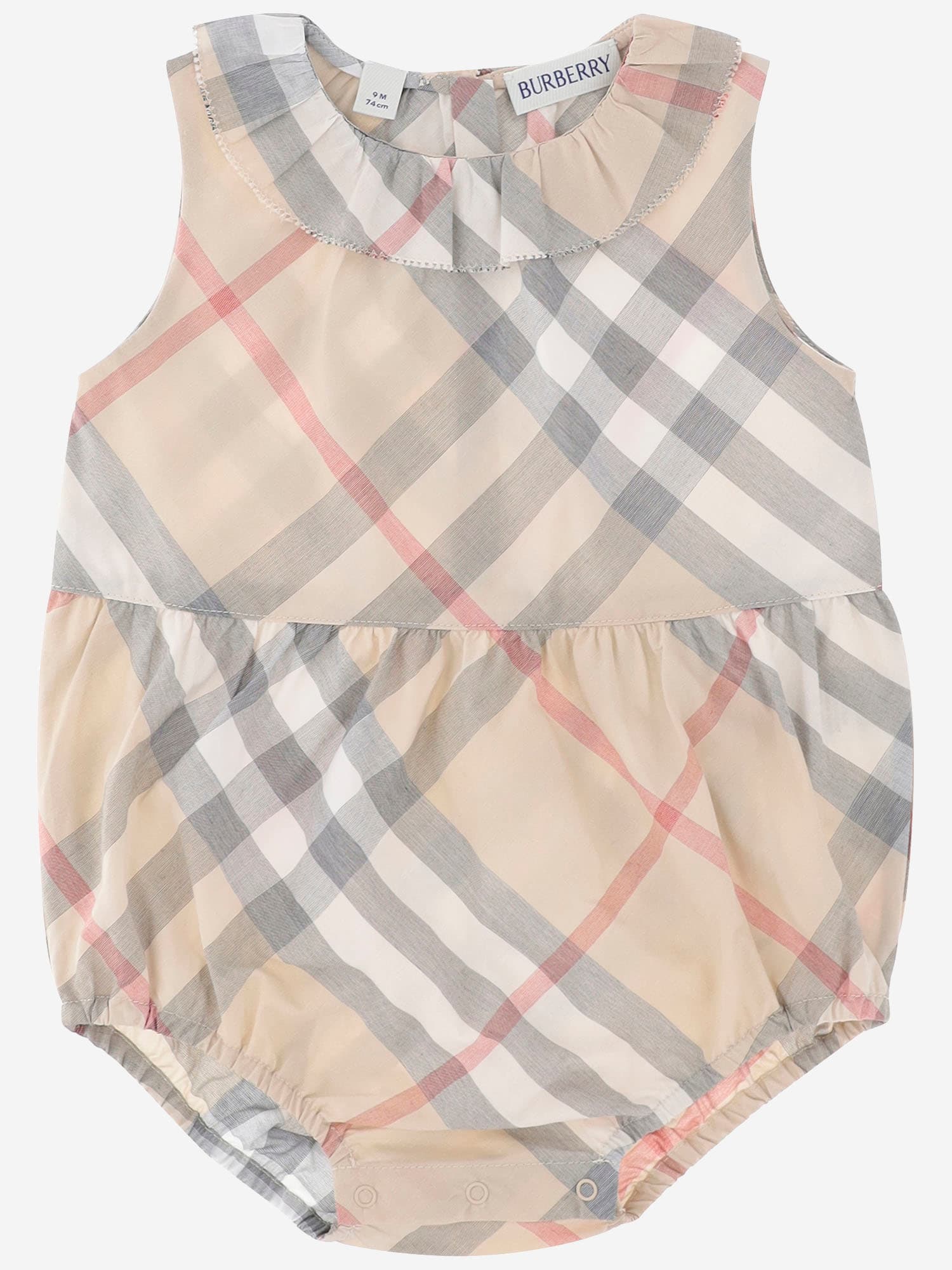 Burberry Babies' Cotton Romper With Check Pattern In Red