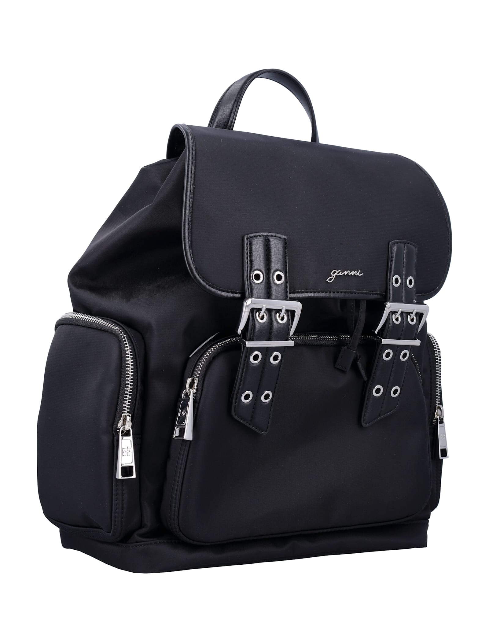 Ganni Bucky Nylon Backpack In Black