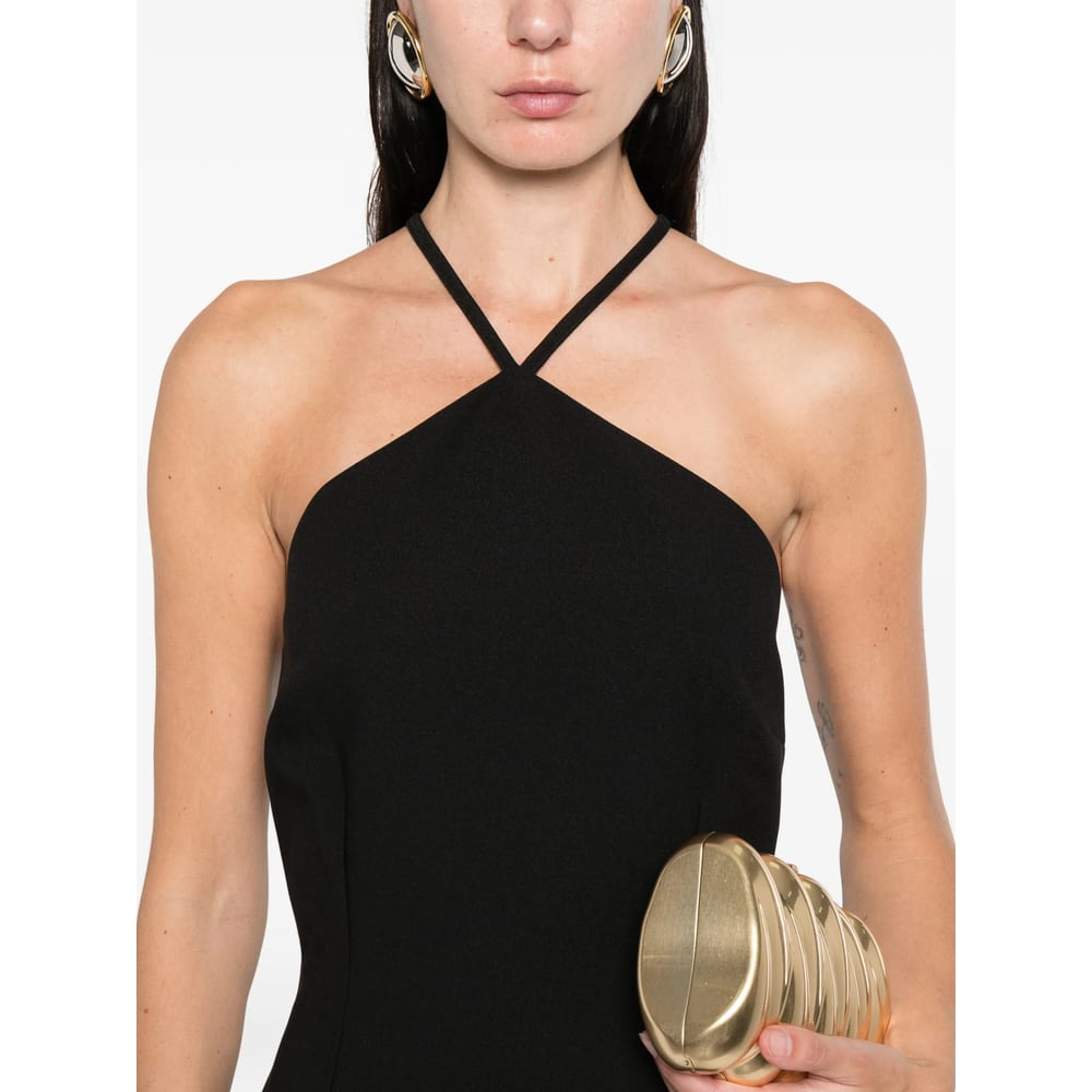 Solace London Draped Statment Halterneck Ophelia Maxi Dress In Black
