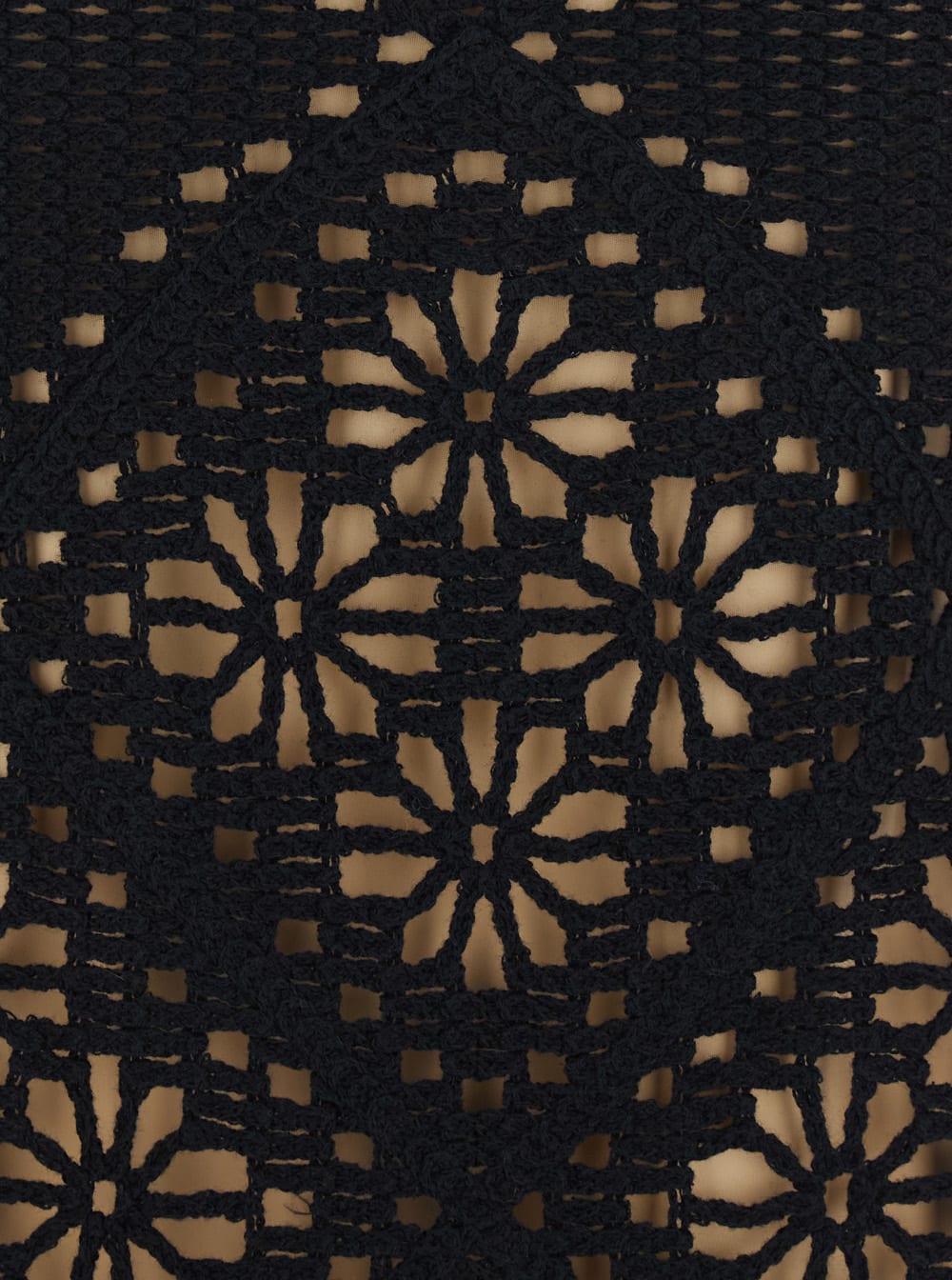 Twinset Black Dress With Knitted Design And All-over Floral Embroidery In Cotton Woman