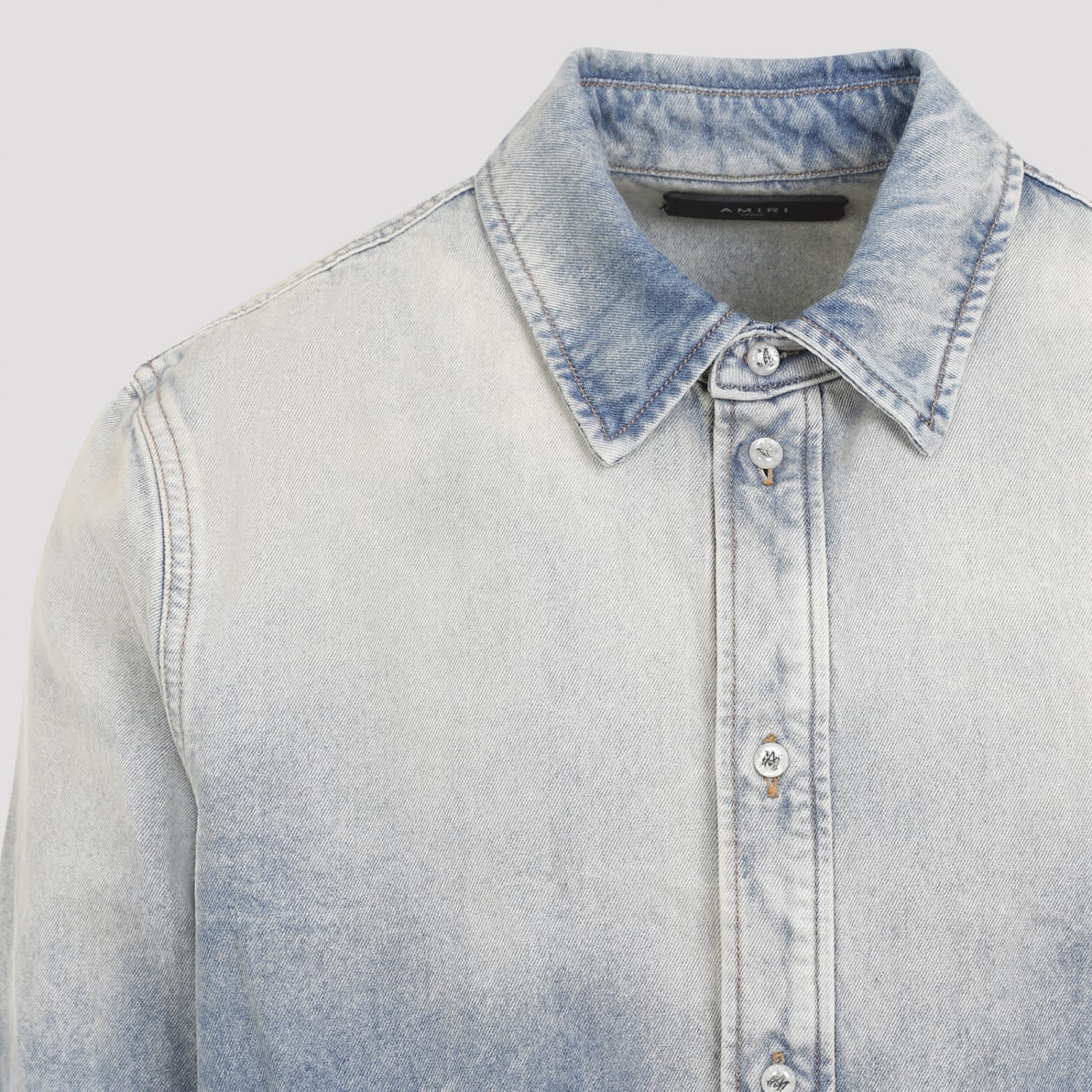 Shop Amiri Ma Quad Interior Long Sleeves Shirt In Antique Indigo