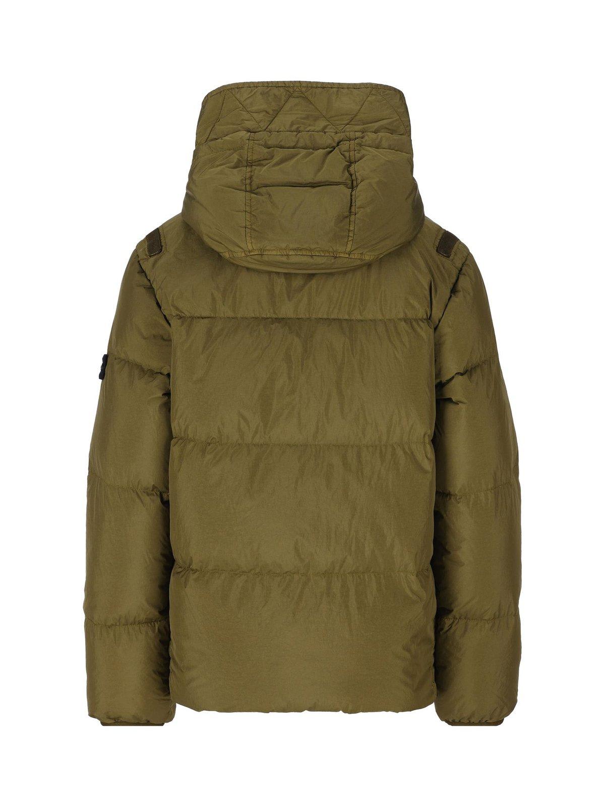 Shop Stone Island Junior Compass-motif Hooded Jacket In Military Green