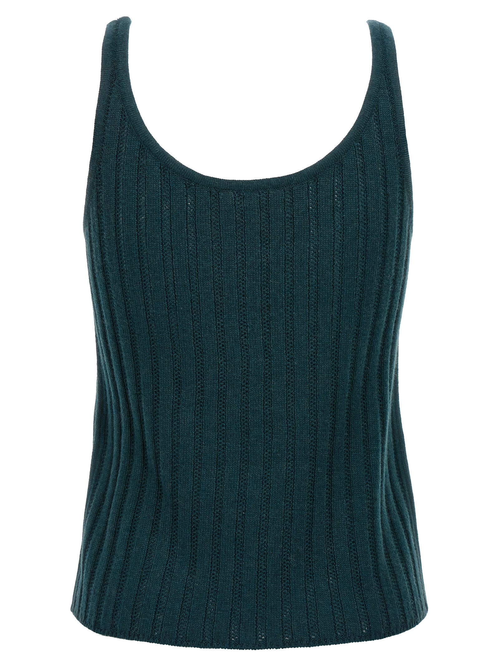Eres 'knit Ribbed Scoop Neck Sleeveless Top' In Green