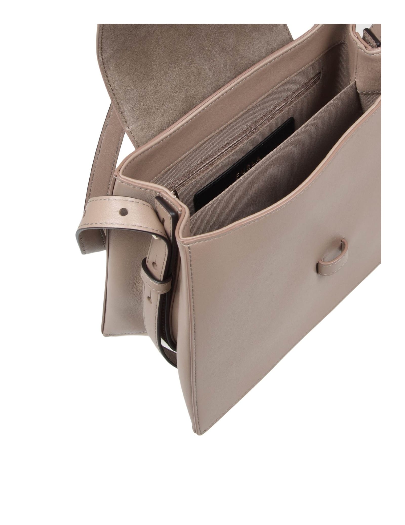 Shop Furla Nuvola S Shoulder Bag In Greige Leather In Beige
