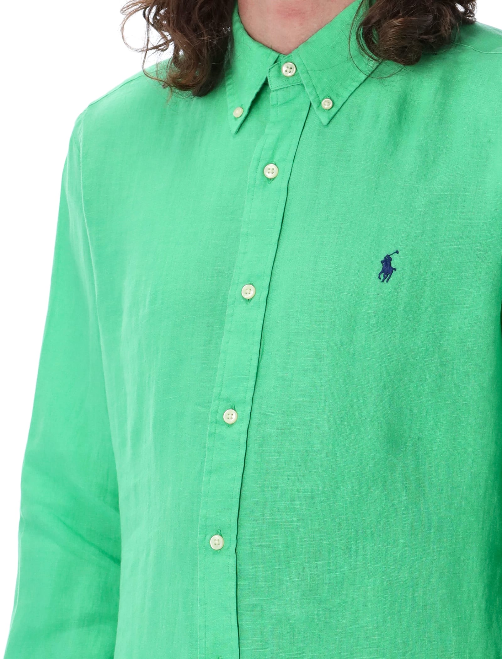 Shop Ralph Lauren Custom Fit Shirt In Green