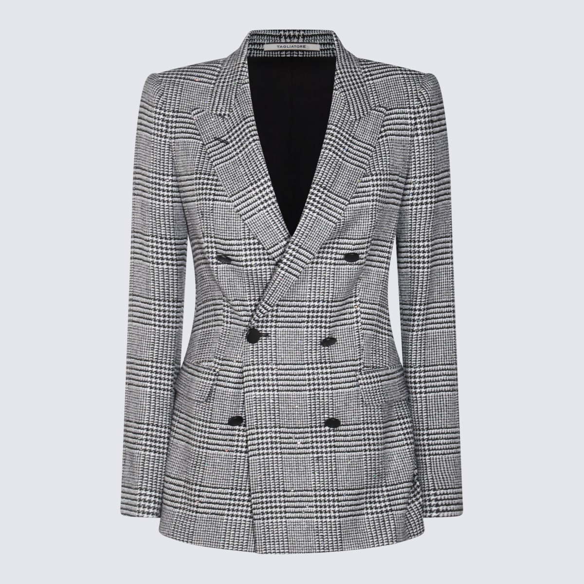 Shop Tagliatore Grey Wool Blazer In Pied De Poule