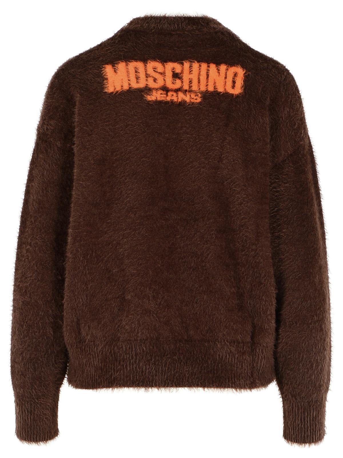 Moschino Knitwear Sweater Fuzzy Texture In Brown