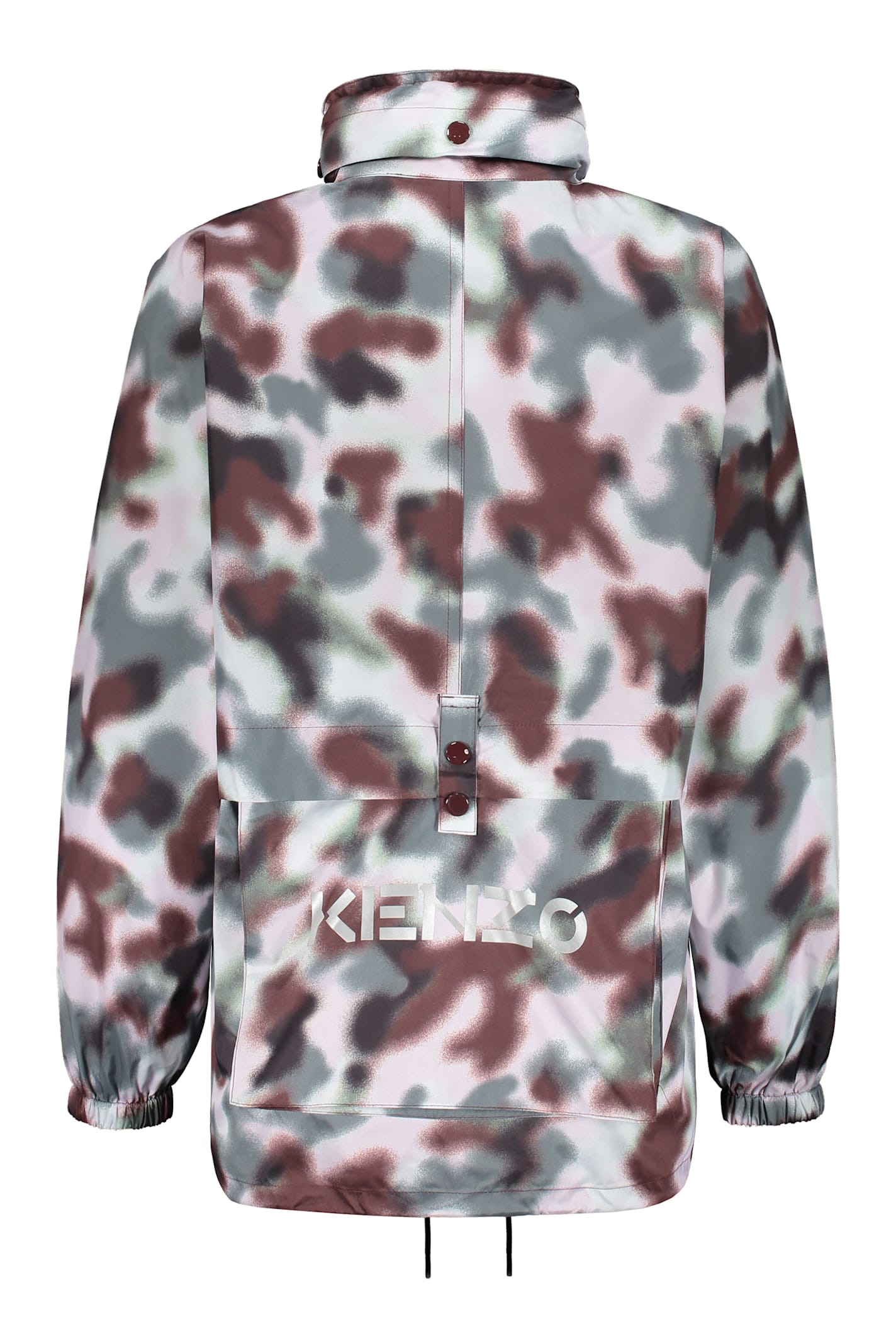 Kenzo Technical Fabric Hooded Jacket In Multicolor