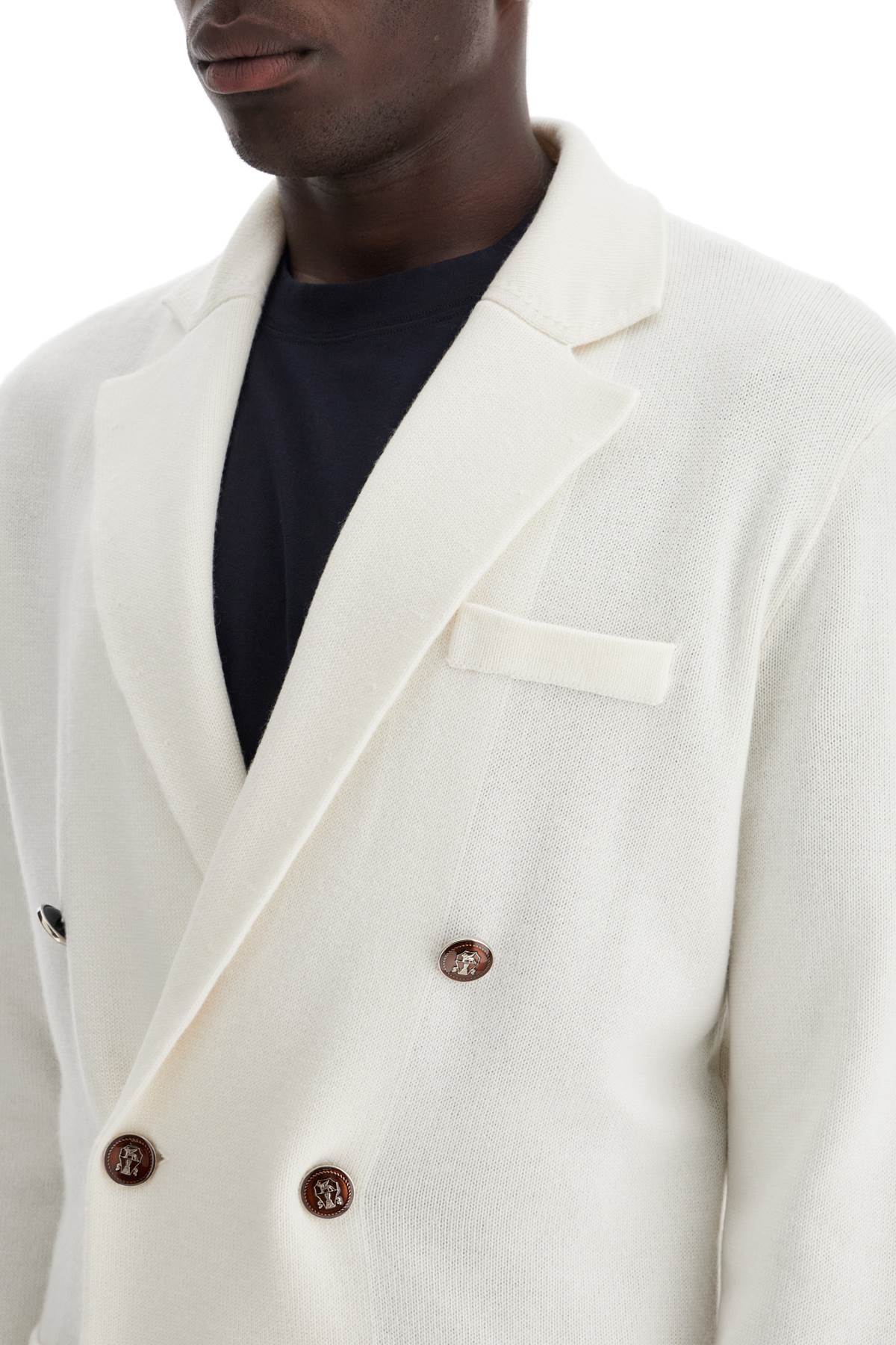 Shop Brunello Cucinelli Double-breasted Cashmere Cardigan In Panama (white)