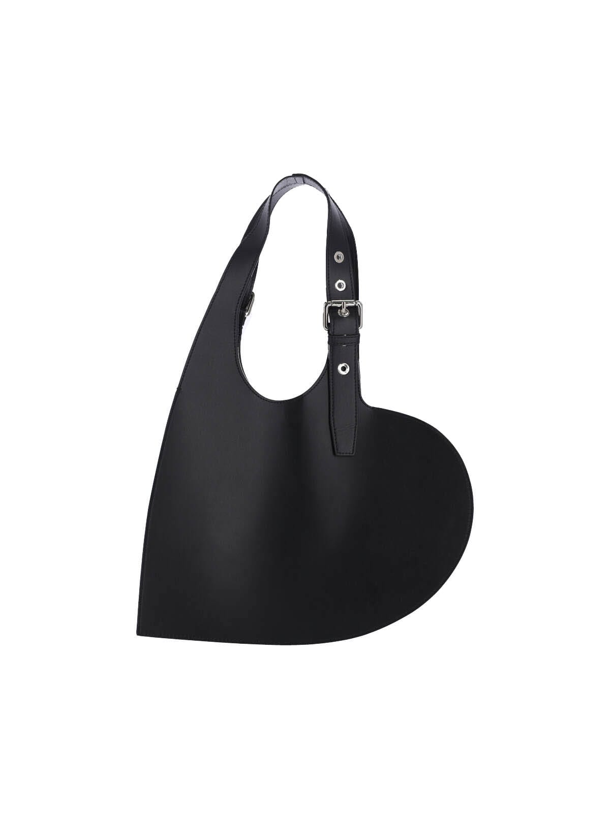 Coperni Heart-shaped Black Leather Bag With Single Shoulder Strap In Black