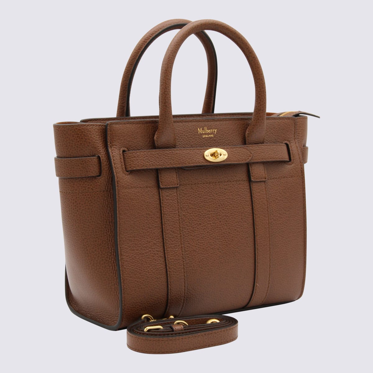 Shop Mulberry Brown Leather Bayswater Handle Bag In Oak