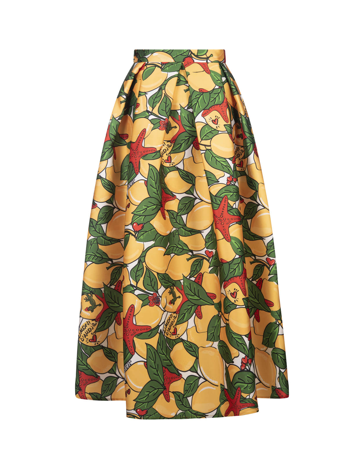 Shop Alessandro Enriquez Long Skirt With Lemons Print In Green