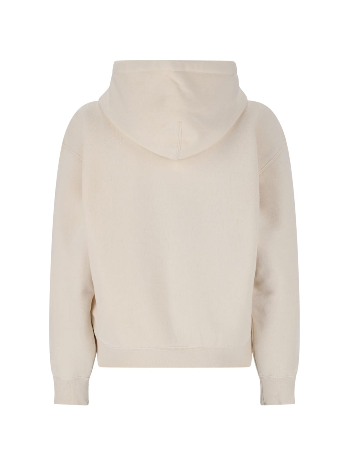 Jil Sander Logo Cotton Hoodie With Drawstring Hood In Beige