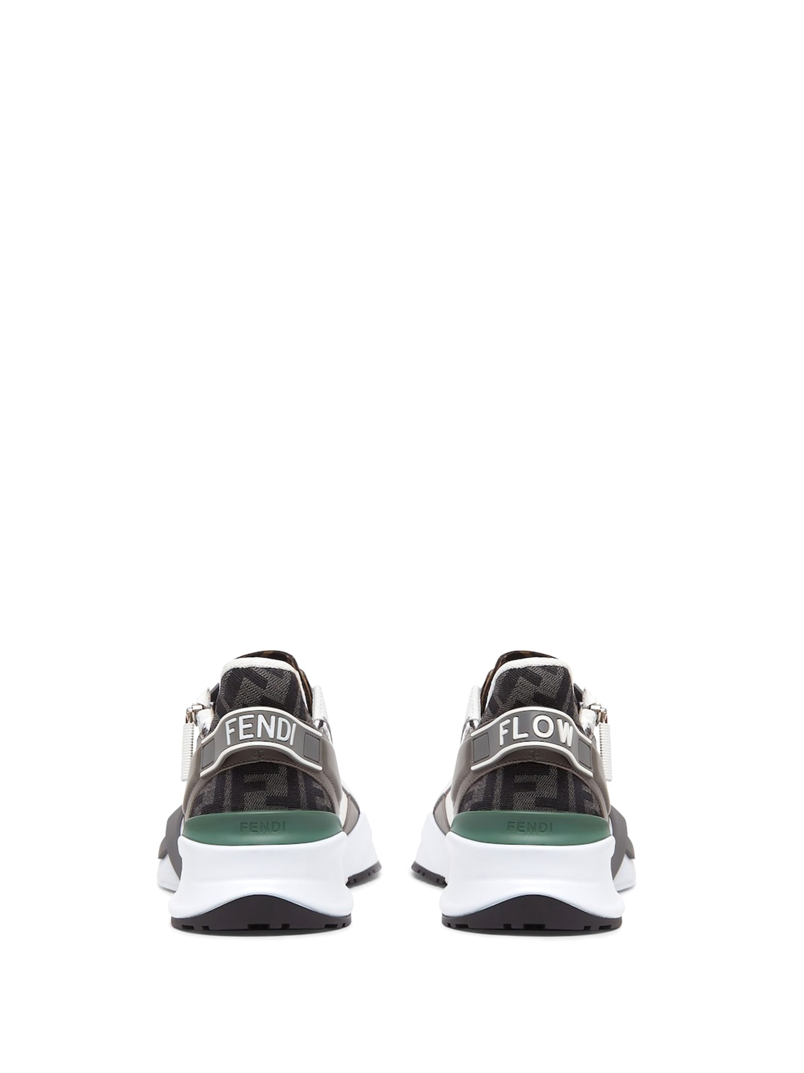 Shop Fendi Ff Jacquard Running Sneaker In Uwhit Grig Ner Argil