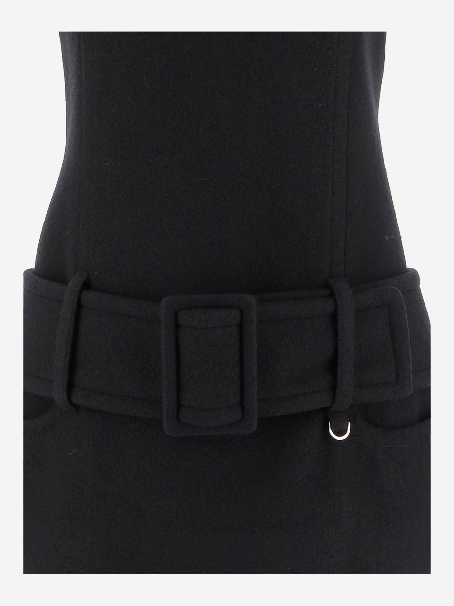 Patou Mini Dress With Wide Belt Detail In Black