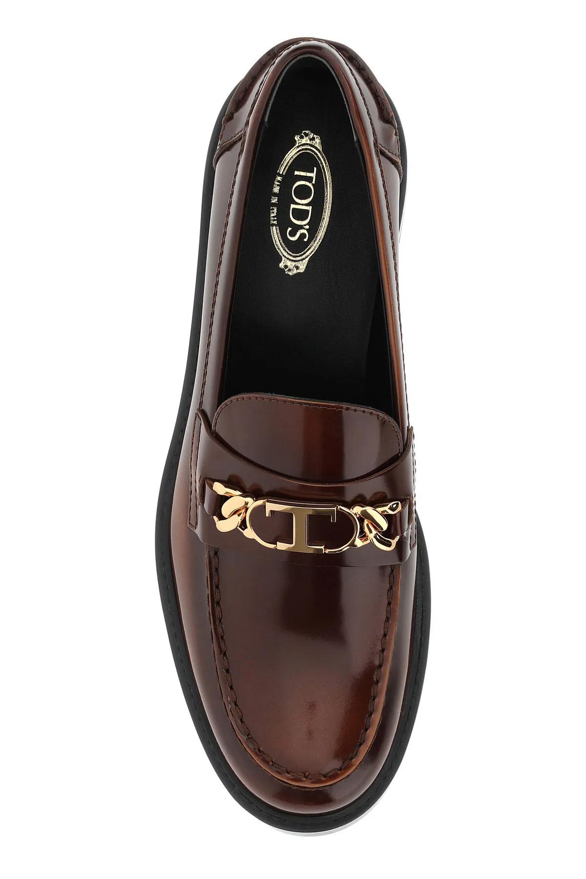 Shop Tod's Logo Plaque Slip-on Loafers In Brown