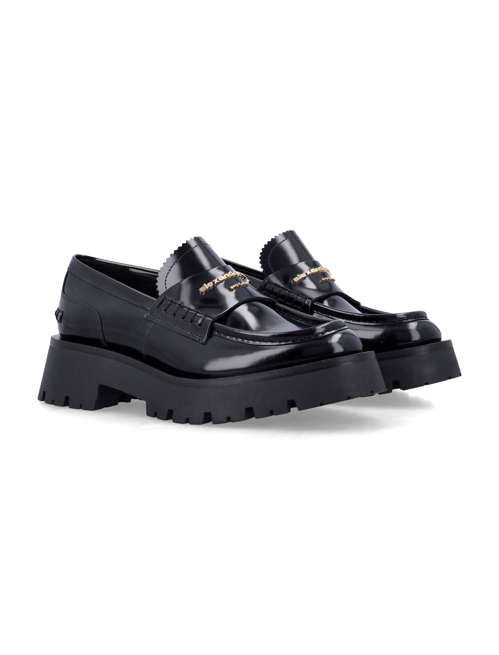 Alexander Wang Carter Mid-heel Leather Loafers In Black