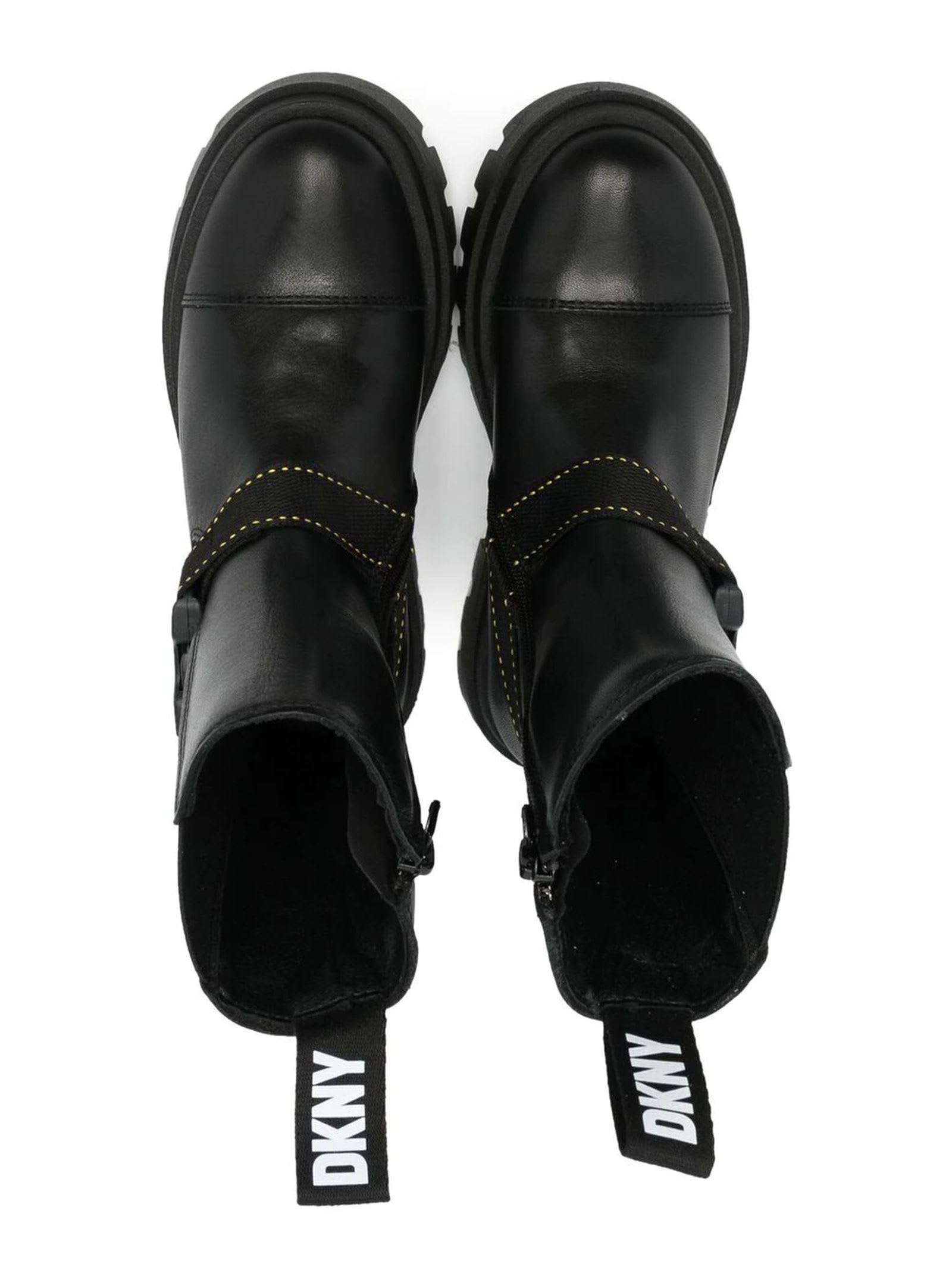 DKNY BLACK LEATHER BOOTS 
