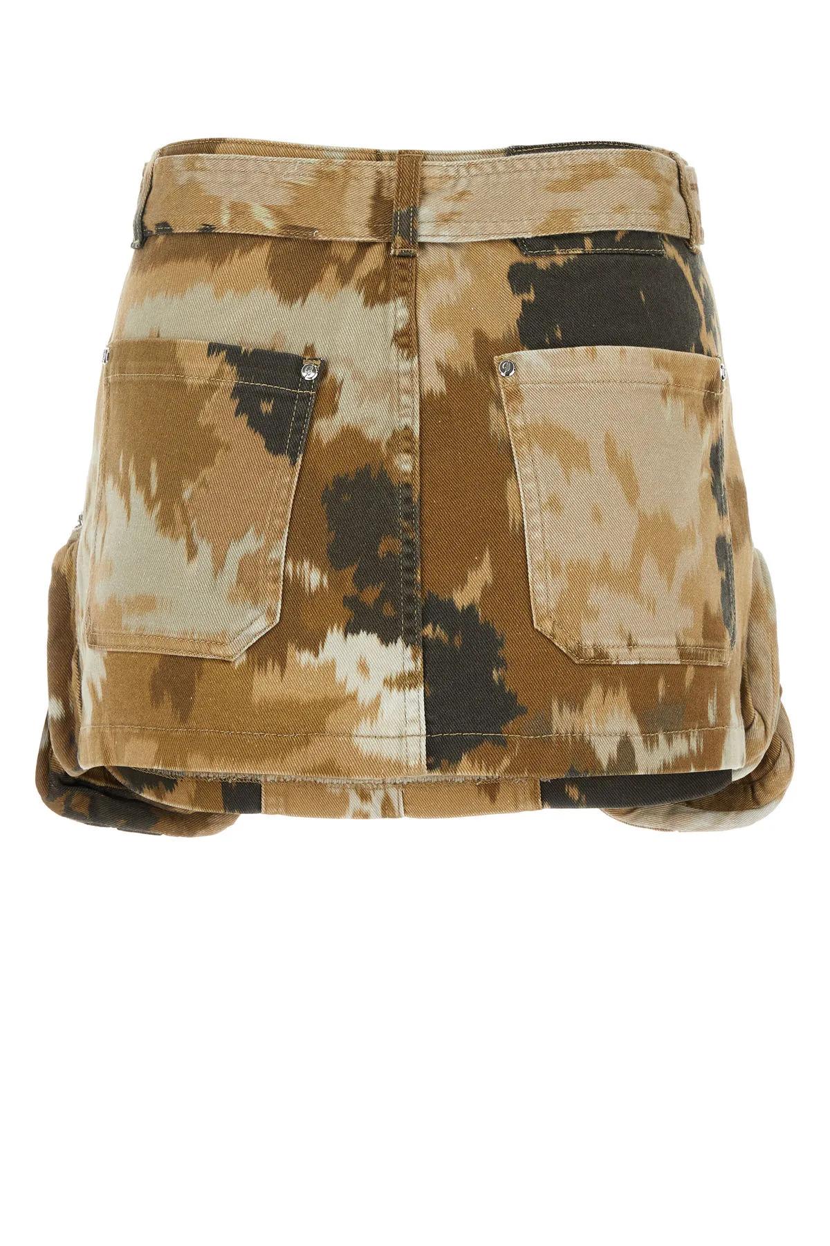 Shop Blumarine Printed Stretch Denim Mini Skirt In Multicolour