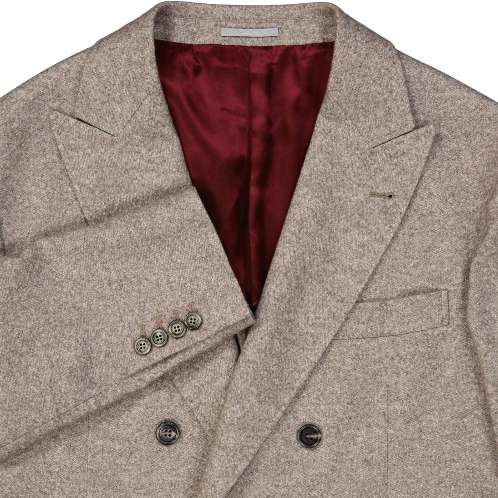 Shop Brunello Cucinelli Double-breasted Wool Jacket In Beige