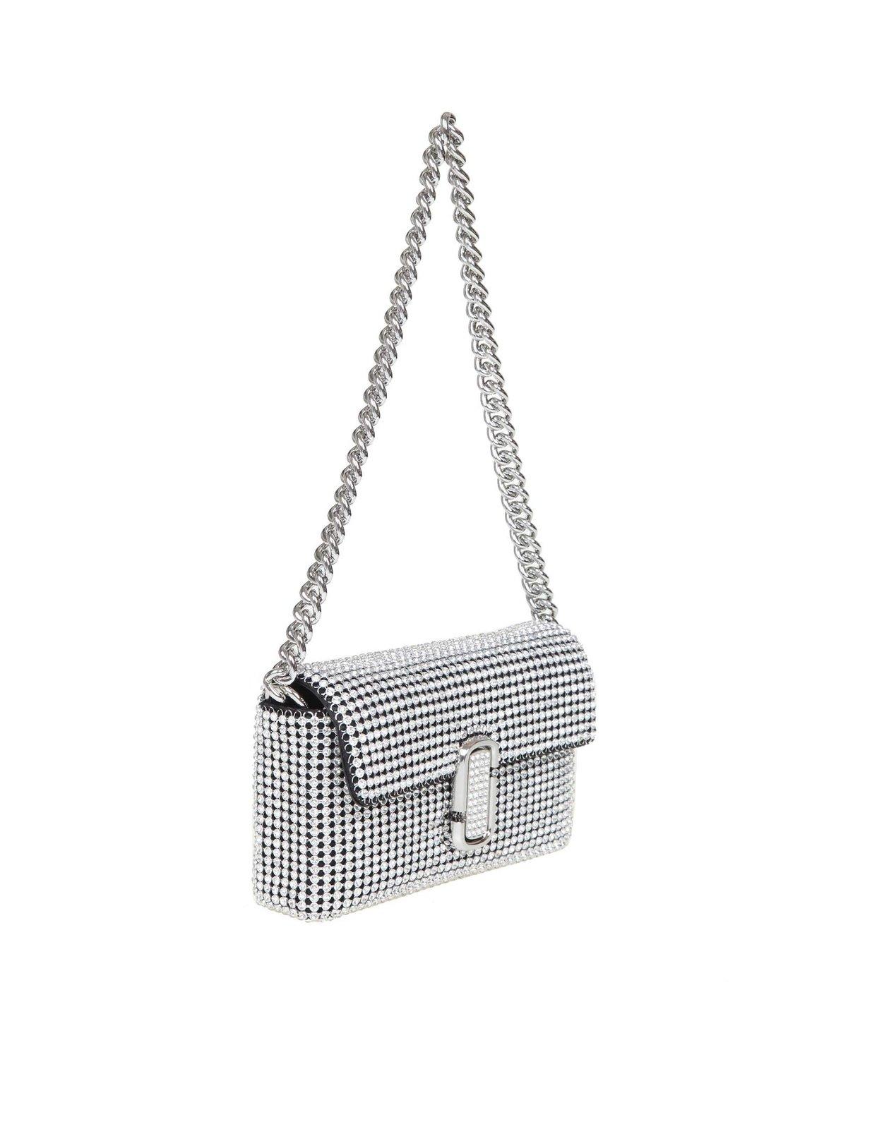 Shop Marc Jacobs The Rhinestone Mini Shoulder Bag In Silver