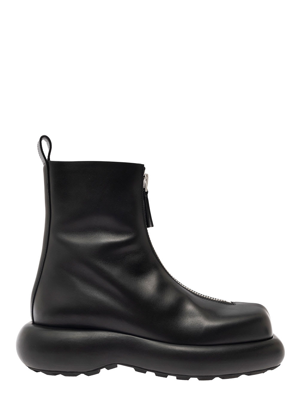 Strong Form Semi-shiny Calf Leather Trunk Ankle Boot