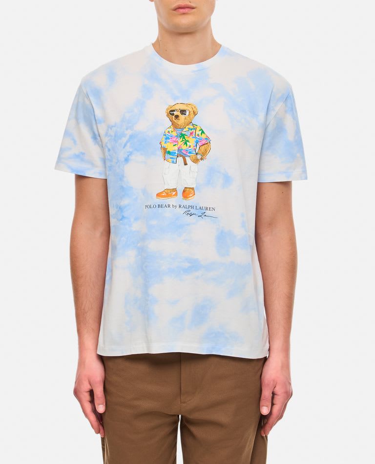 Shop Polo Ralph Lauren Bear T-shirt In Sky Blue