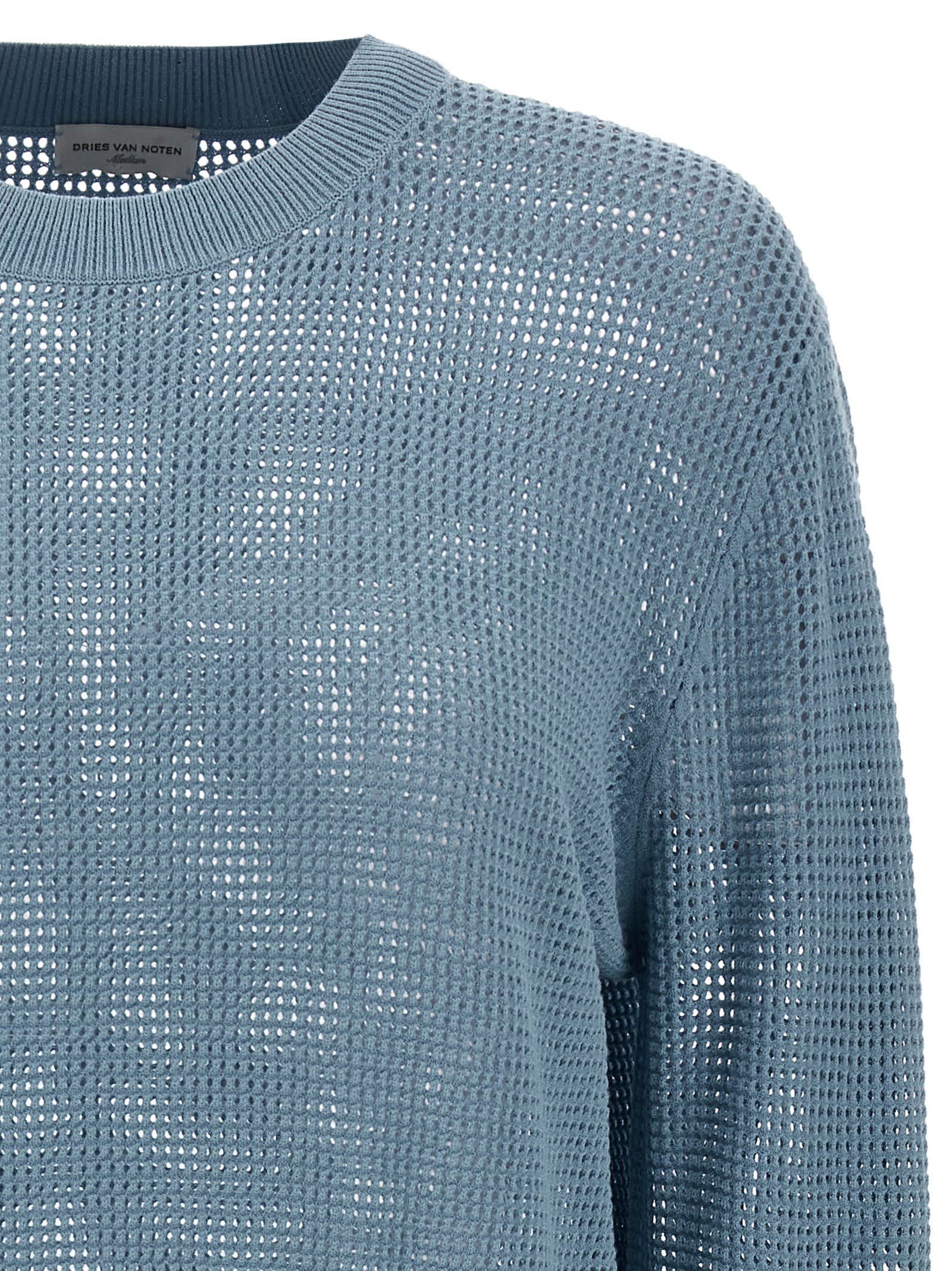 Shop Dries Van Noten Mixed Sweater In Light Blue