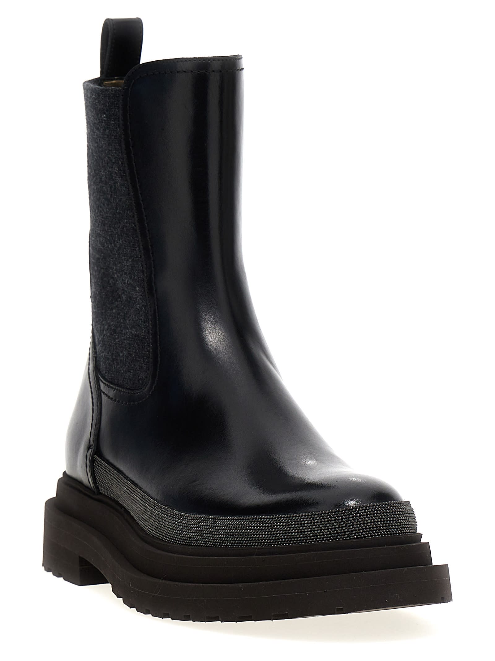 Shop Brunello Cucinelli Monile Ankle Boots In Black
