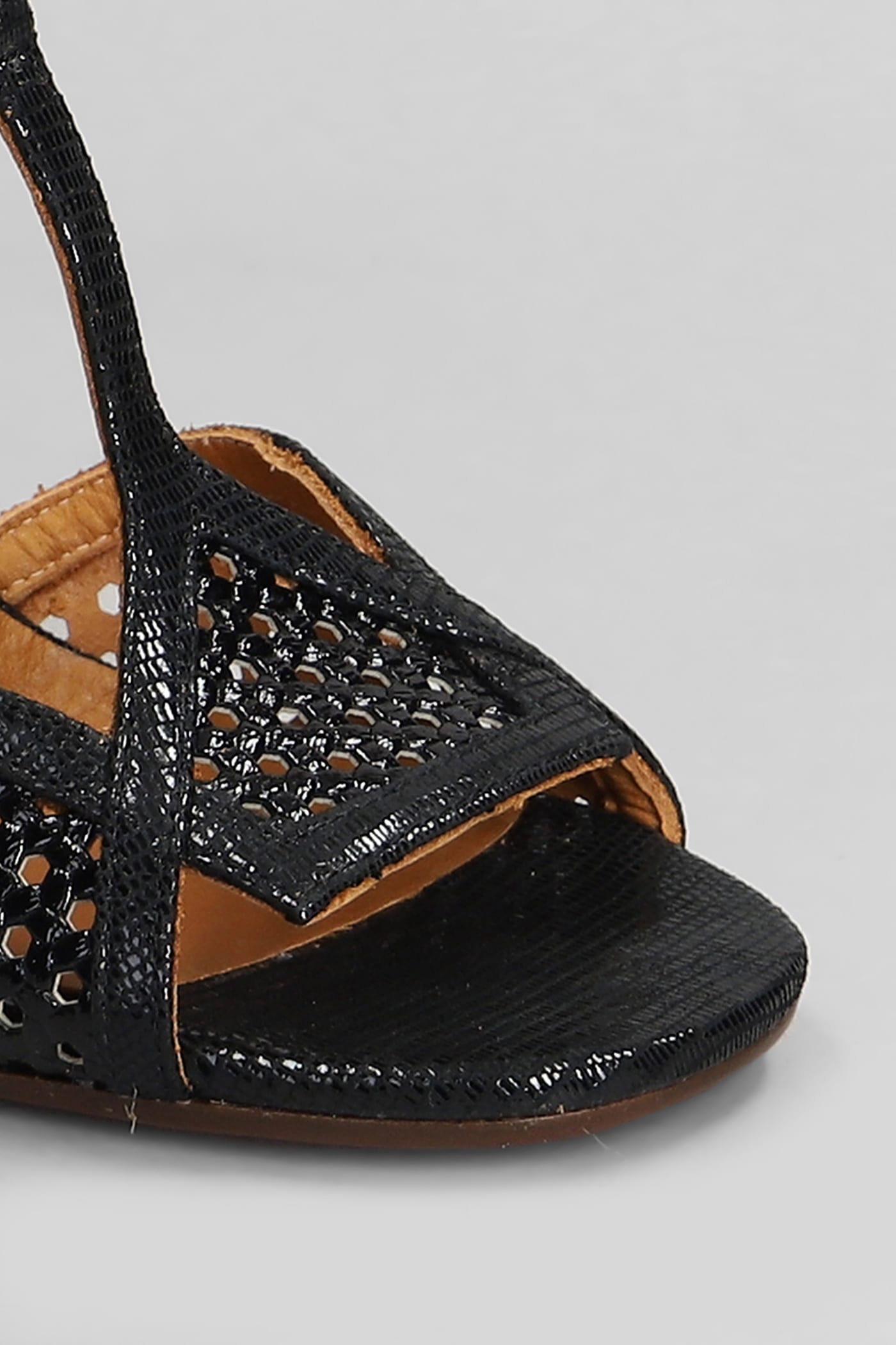 Chie Mihara 75mm Bessy Perforated Leather Sandals In Black