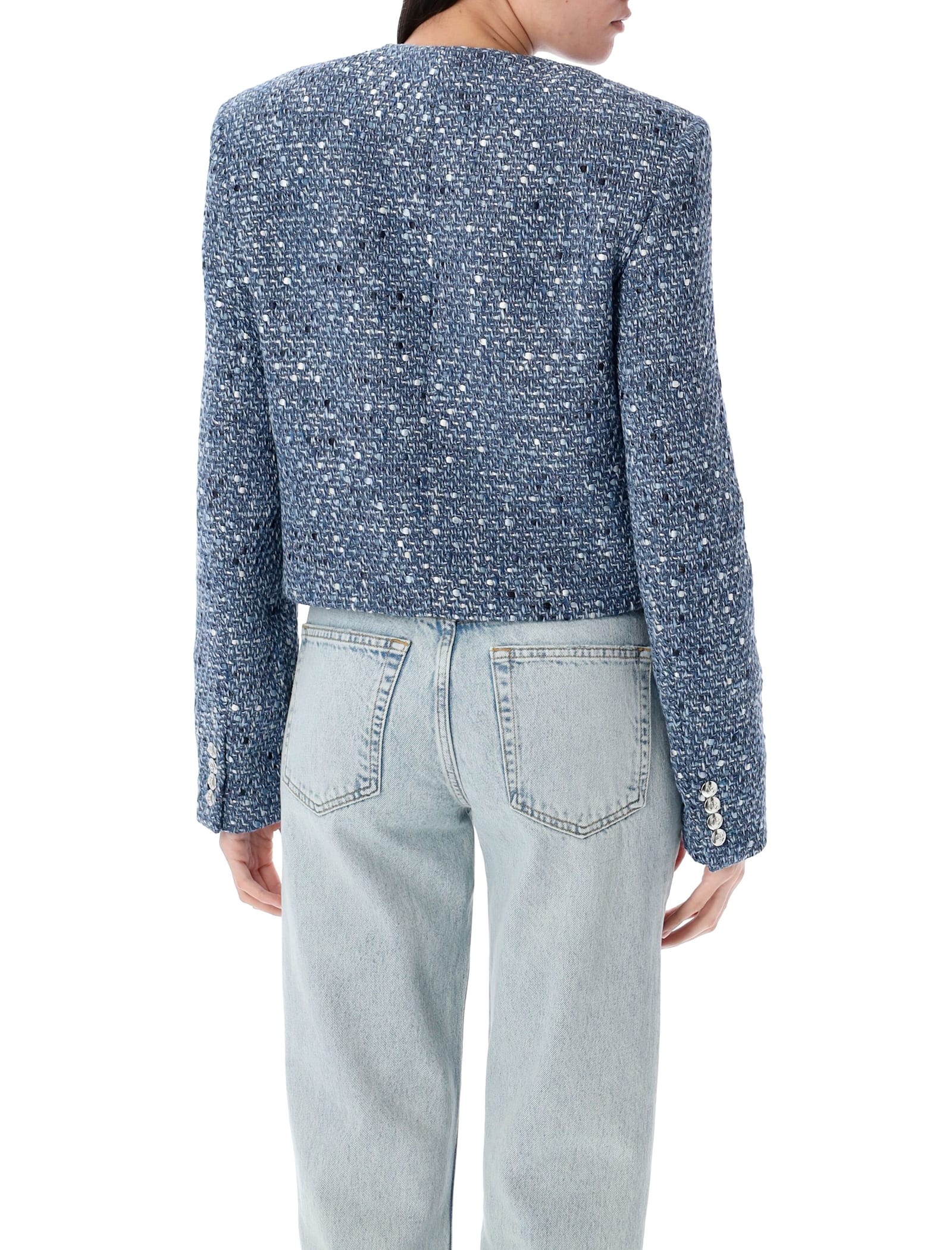 Anine Bing Max Mara Tina Short Water-repellent Cotton Twill Trench Coat In Blue