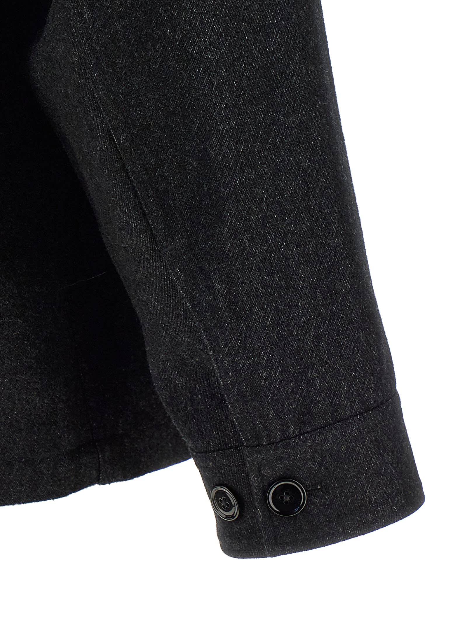 Lemaire Wool Shirt Jacket Chest Pocket In Black
